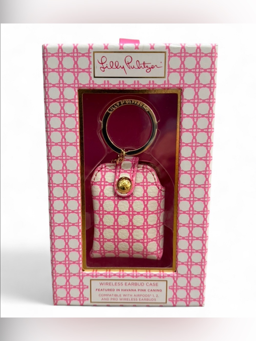 Lilly Pulitzer Havana Pink Wireless Earbud Case Keychain